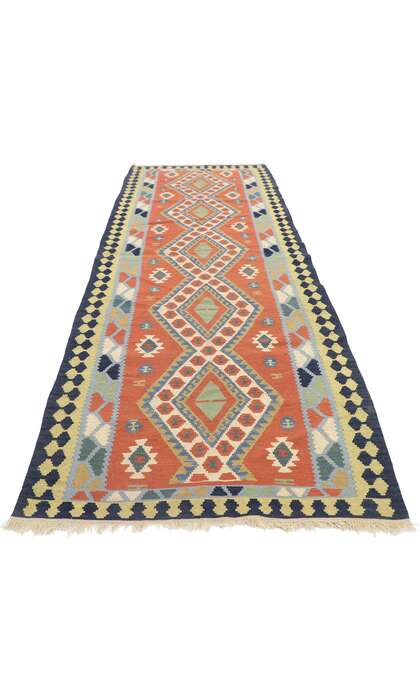 4 x 10 Vintage Persian Shiraz Kilim Runner 77925