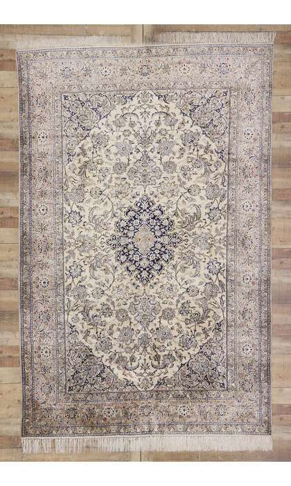 7 x 10 Vintage Persian Silk Nain Rug 77663