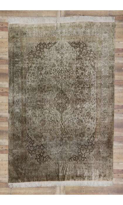 7 x 10 Vintage Persian Silk Qum Rug 77705