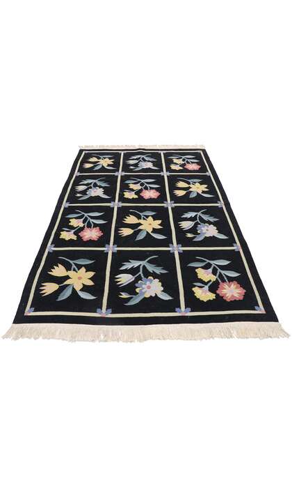 4 x 6 Vintage Chinese Floral Kilim Rug 78022