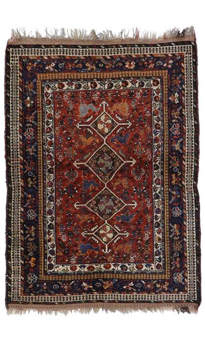 4 x 6 Vintage Persian Shiraz Rug 78025