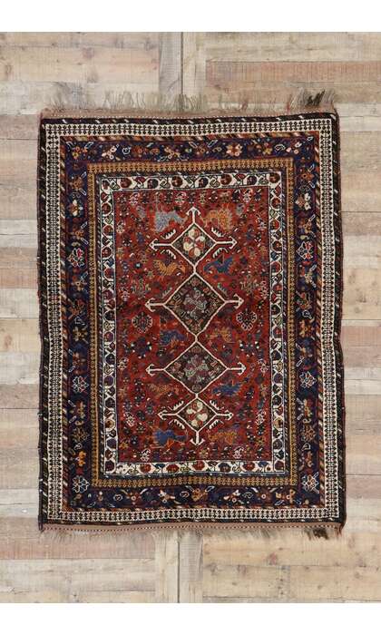 4 x 6 Vintage Persian Shiraz Rug 78025
