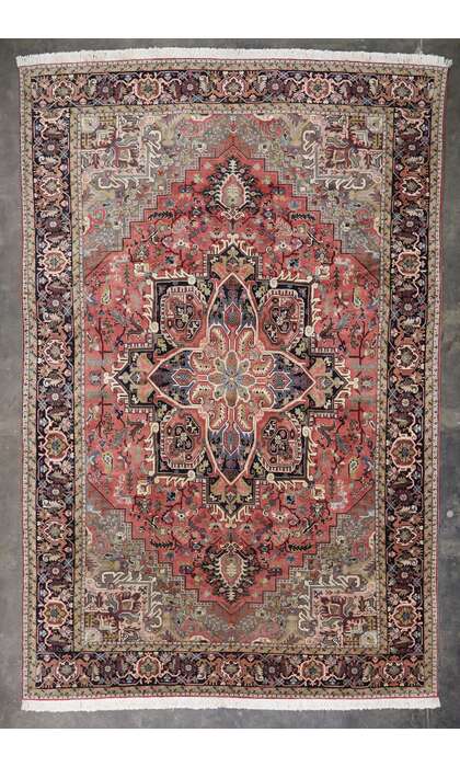 13 x 19​ Vintage Persian Heriz Rug with Mid-Century Modern Style 78065