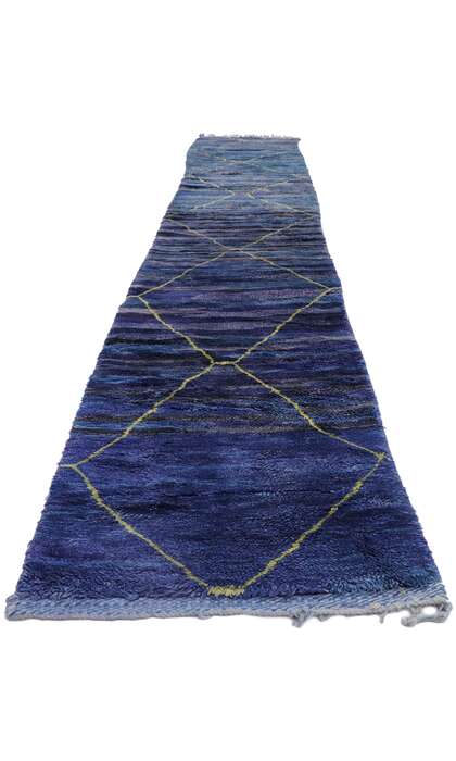 3 x 17 Long Blue Moroccan Rug Runner 21335