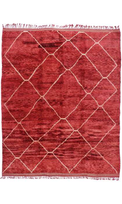 11 x 13 Modern Red Beni Mrirt Moroccan Rug 21156