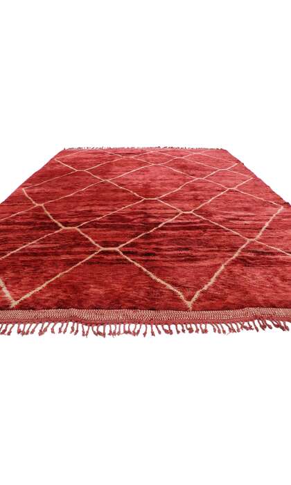 11 x 13 Modern Red Beni Mrirt Moroccan Rug 21156