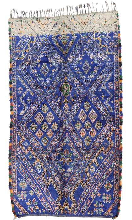 7 x 12 Vintage Blue Beni Mguild Moroccan Rug 21279