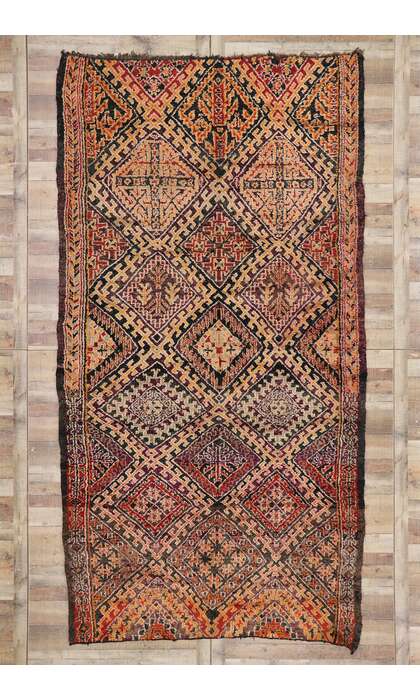 7 x 13 Vintage Berber Beni M'Guild Moroccan Rug with Mid-Century Modern Style 21287