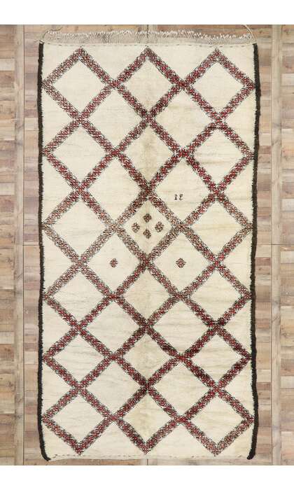 7 x 13 Vintage Moroccan Beni Ourain Rug 21354