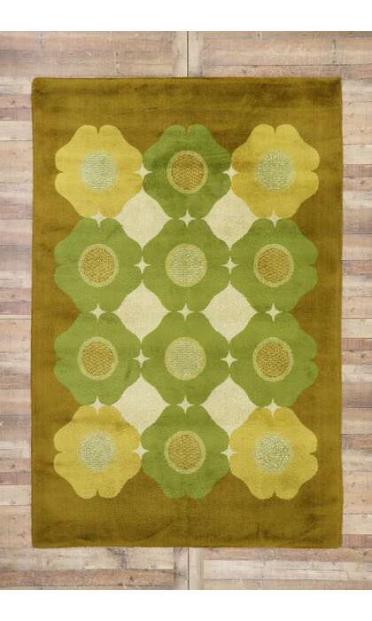 7 x 10 Vintage German Herforder Teppiche Rug with Mid-Century Modern Style 78106