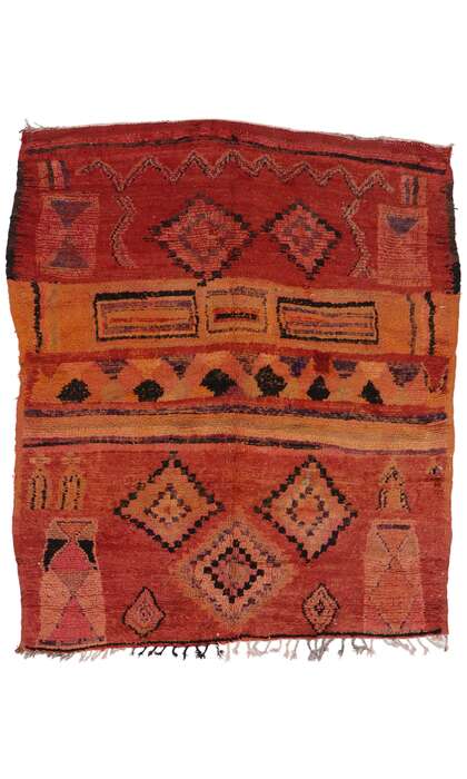7 x 8 Vintage Red Boujad Moroccan Rug 21326