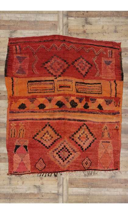 7 x 8 Vintage Red Boujad Moroccan Rug 21326