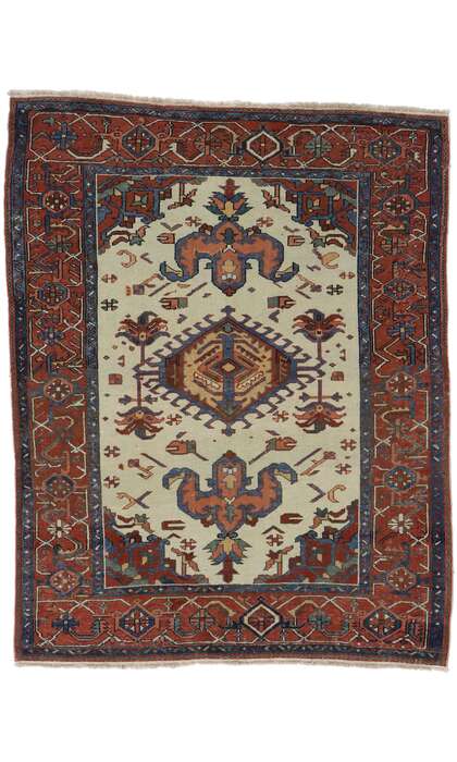 5 x 6 Antique Persian Serapi Rug 78118