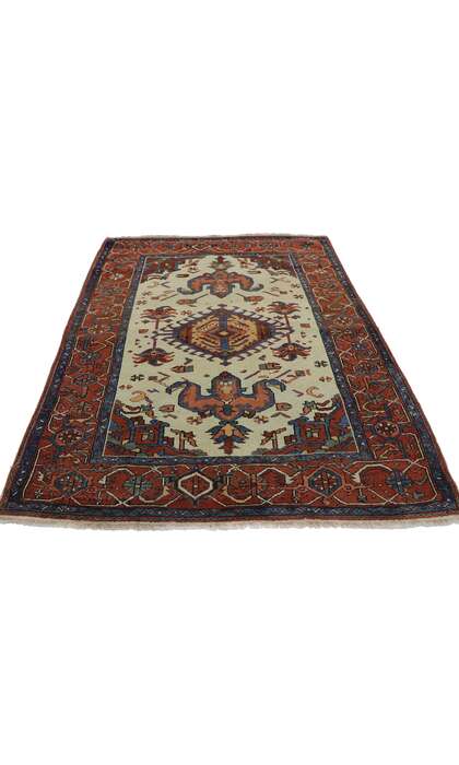 5 x 6 Antique Persian Serapi Rug 78118