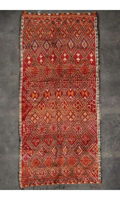 7 x 15 Vintage Red Beni M'Guild Moroccan Rug 21228