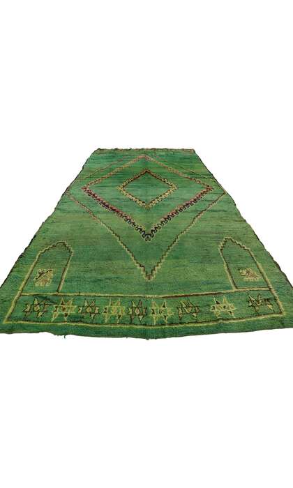 6 x 13 Vintage Green Moroccan Rug 21482