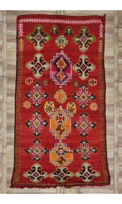 7 x 13 Vintage Red Boujad Moroccan Rug 21530