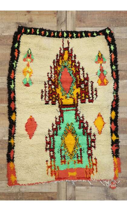 4 x 5 Vintage Berber Moroccan Azilal Rug 21570