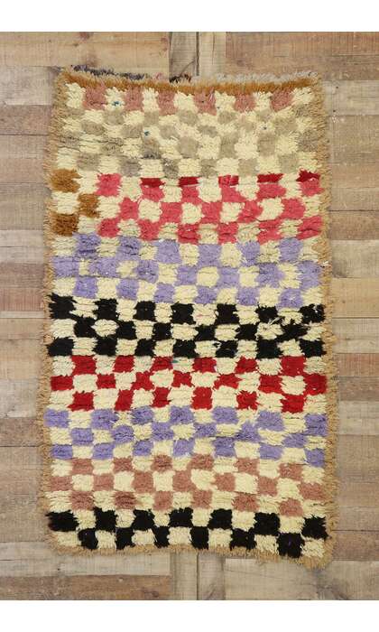 3 x 5 Vintage Berber Moroccan Azilal Rug with Modern Style 21571