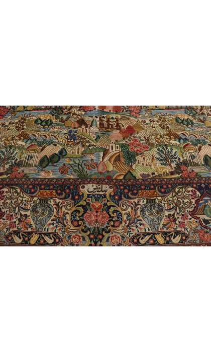 11 x 15 Antique Persian Tabriz Village Pictorial Rug with Signature 77660