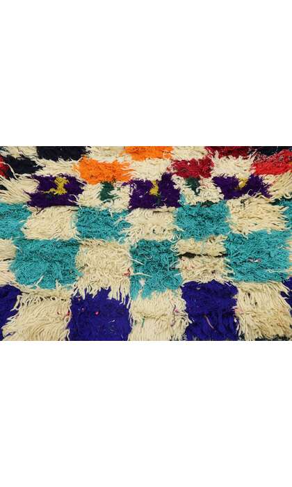 4 x 5 Vintage Berber Moroccan Azilal Rug with Modern Cubist Style 21592