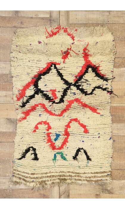 3 x 5 Vintage Berber Moroccan Boucherouite Rug 21532