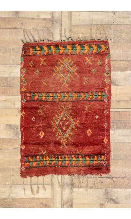 3 x 4 Vintage Berber Red Moroccan Rug 21533