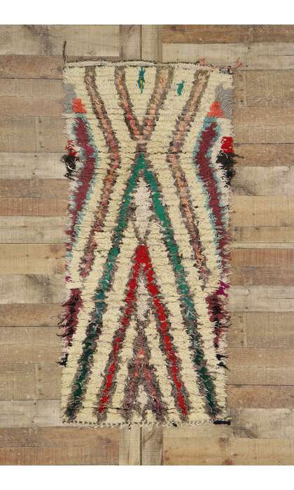 2 x 5 Vintage Berber Moroccan Boucherouite Rug 21534