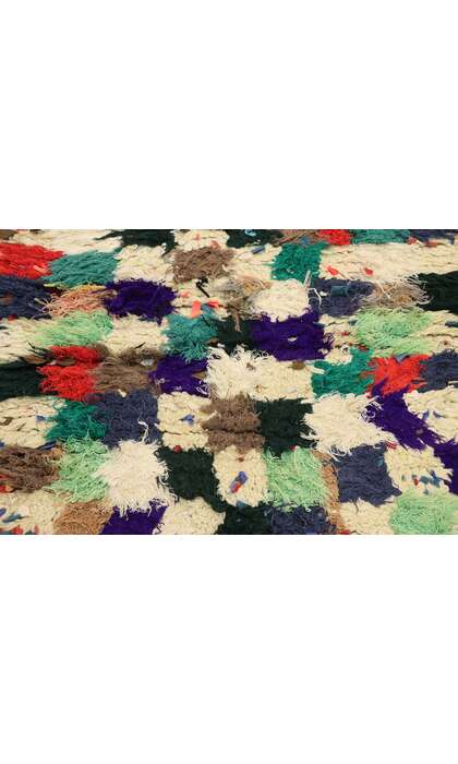 3 x 6 Vintage Berber Moroccan Boucherouite Rug with Modern Cubist Style 21537