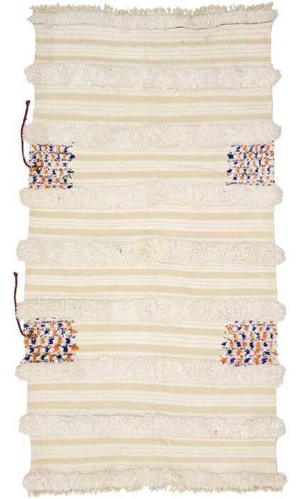 4 x 8 Vintage Moroccan Wedding Blanket, Berber Handira 21547