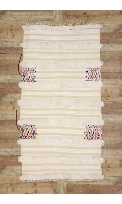 4 x 8 Vintage Moroccan Wedding Blanket, Berber Handira 21547