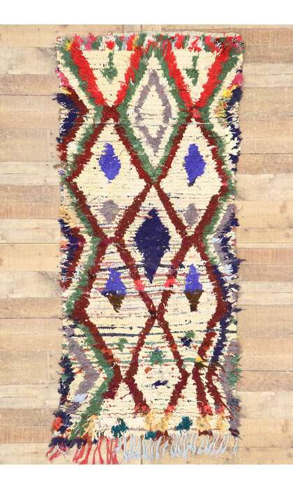 3 x 6 Vintage Berber Moroccan Boucherouite Rug 21591