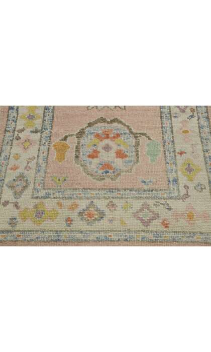 3 x 5 Colorful Pink Turkish Oushak Rug 53596