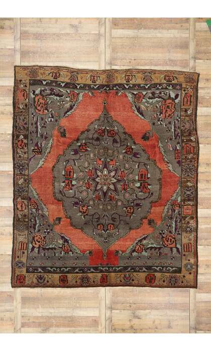 9 x 10 Vintage Turkish Oushak Rug 53668