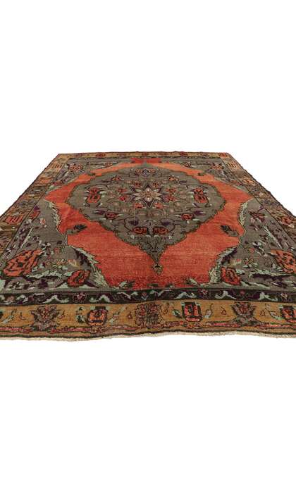 9 x 10 Vintage Turkish Oushak Rug 53668