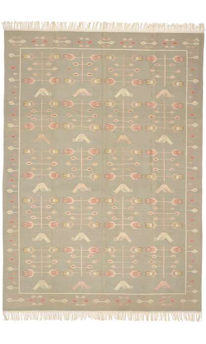 9 x 12 Vintage Oltenian Romanian Floral Kilim Rug 77966