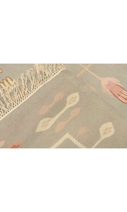 9 x 12 Vintage Oltenian Romanian Floral Kilim Rug 77966