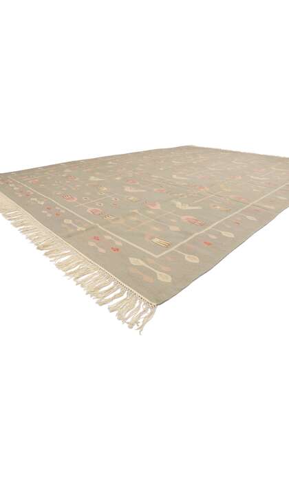 9 x 12 Vintage Oltenian Romanian Floral Kilim Rug 77966