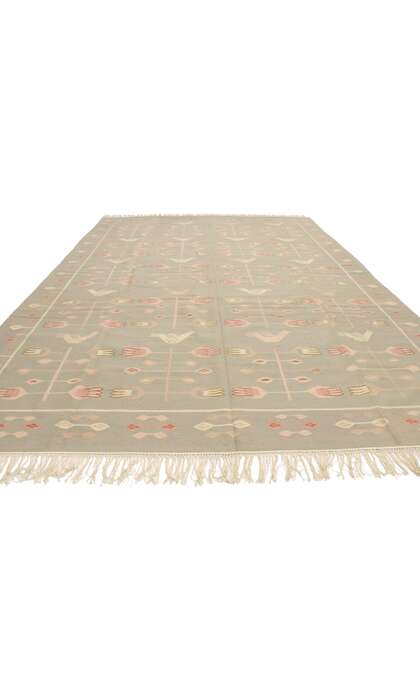 9 x 12 Vintage Oltenian Romanian Floral Kilim Rug 77966