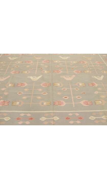 9 x 12 Vintage Oltenian Romanian Floral Kilim Rug 77966