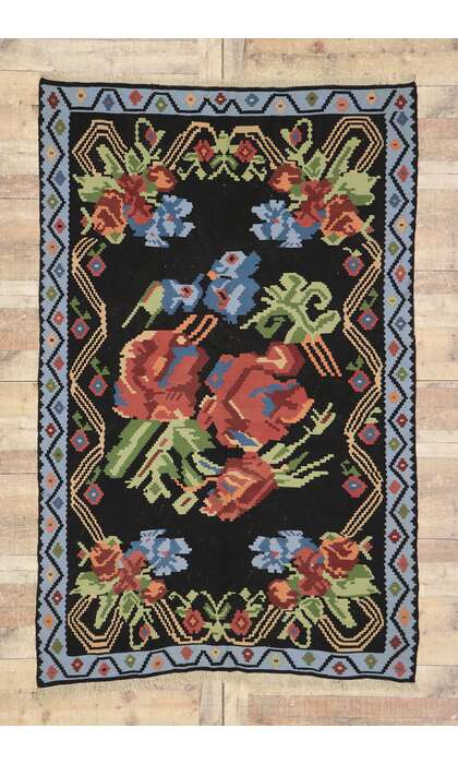 5 x 8 Vintage Turkish Rose Kilim Rug 780095 x 8 Vintage Turkish Rose Kilim Rug 78009