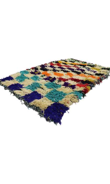 4 x 5 Vintage Berber Moroccan Azilal Rug with Modern Cubist Style 21592