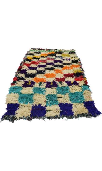 4 x 5 Vintage Berber Moroccan Azilal Rug with Modern Cubist Style 21592