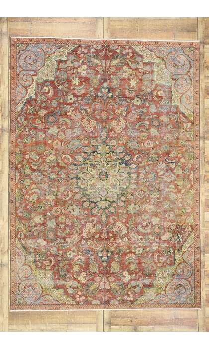 8 x 11 Distressed Antique Persian Mahal Rug 60951