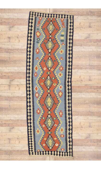 4 x 11 Vintage Persian Shiraz Kilim Runner 779334 x 11 Vintage Persian Shiraz Kilim Runner 77933