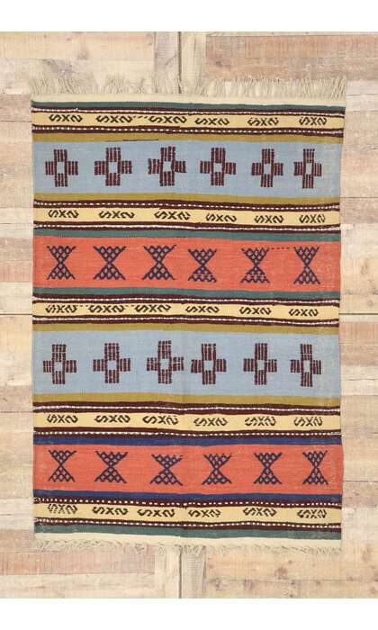 4 x 6 Vintage Persian Tribal Kilim Rug 77944