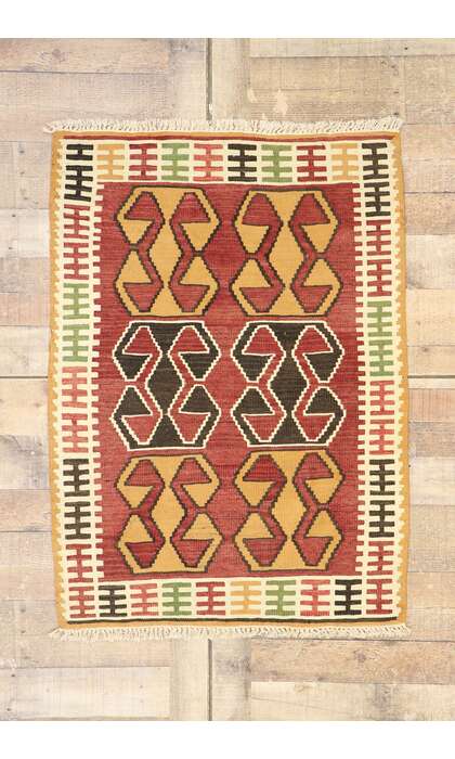 3 x 4 Vintage Persian Shiraz Kilim Rug 77950