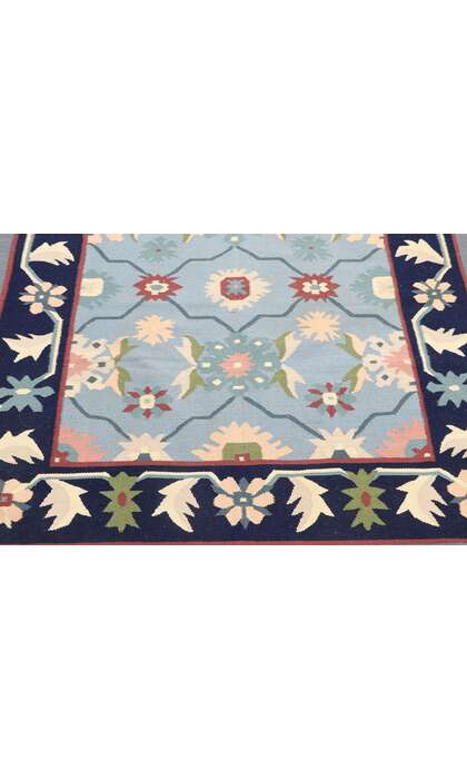 4 x 6 Vintage Romanian Floral Kilim Rug with Folk Art Cottage Style 77954