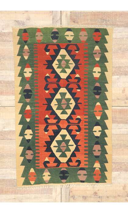 4 x 6 Vintage Persian Shiraz Kilim Rug 77981