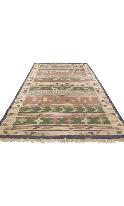 ​5 x 9 Vintage Indian Stone Wash Dhurrie Rug with Tribal Style 77985